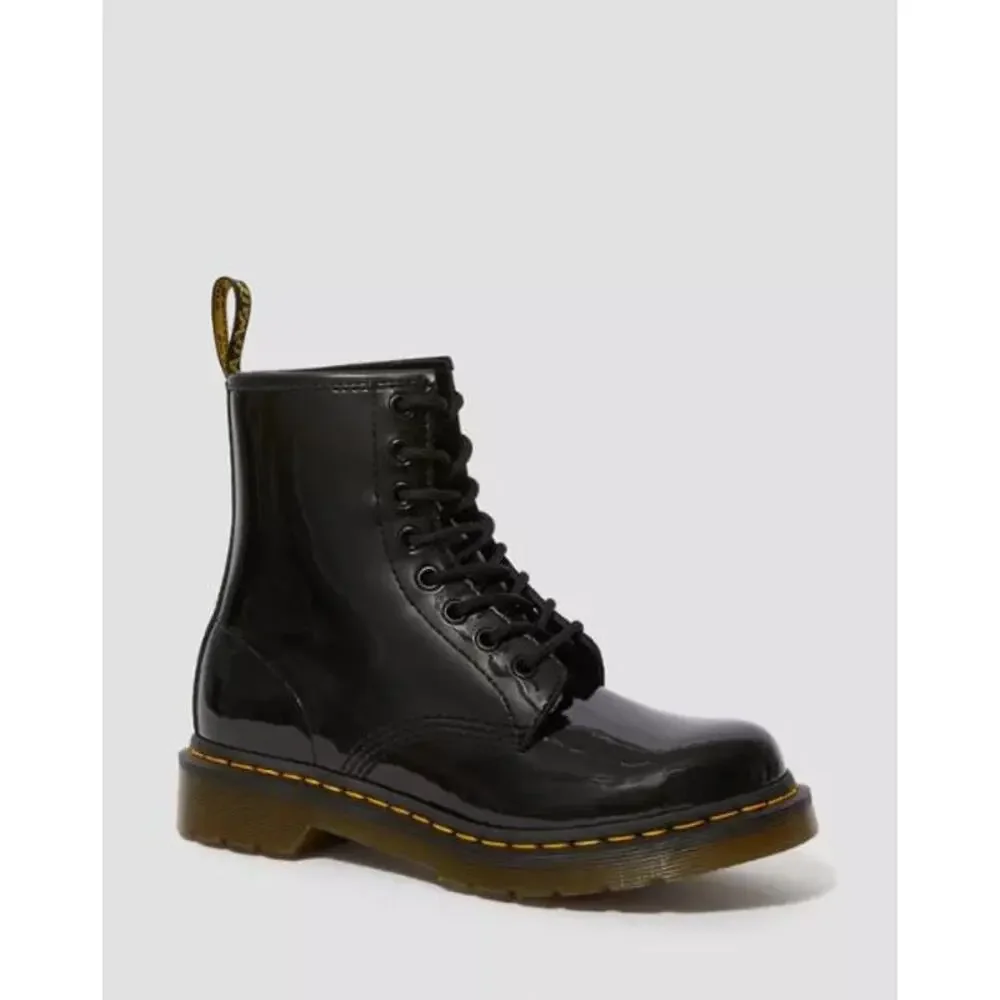 NEW Dr. Martens 1460 Patent Leather Lace Up Combat Boots Black Women's Size 6 - Picture 5 of 13